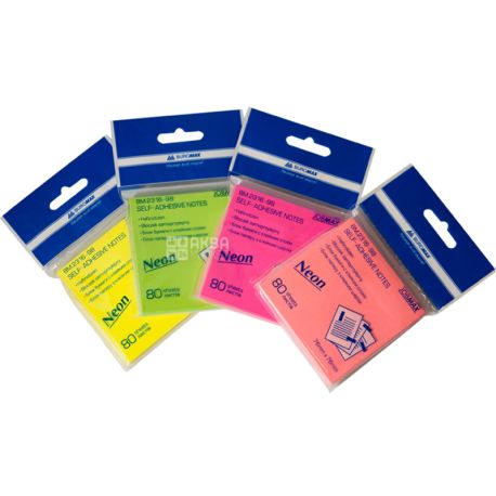 Buromax, 80 L, Sticky Notes, Assorted, 76 х76 mm
