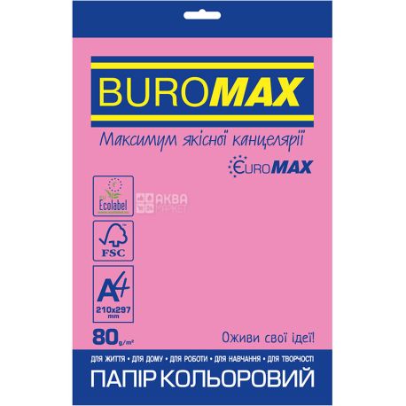 Buromax Neon, 20 л, Папір офісний, Рожевий, А4, 80 г / м2