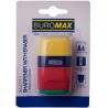 Buromax, Rainbow Rubber Touch, Точилка+ластик, 2 отверстия, с контейнером