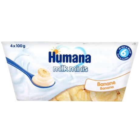 Humana Baby Milchdessert Pfirsich, 4 х 100 г, Хумана, Кисломолочний продукт з персиком, з 6-ти місяців