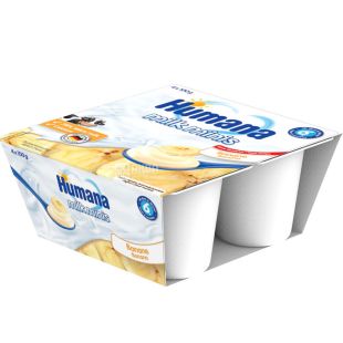 Humana Baby Milchdessert Pfirsich, 4 х 100 г, Хумана, Кисломолочний продукт с бананом, с 6-ти месяцев