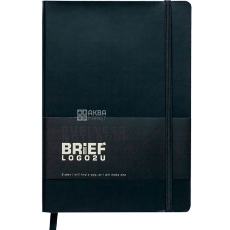 Buromax, Bellagio Logo2U, 96 Sheets, Black Notebook, Checkered, A5