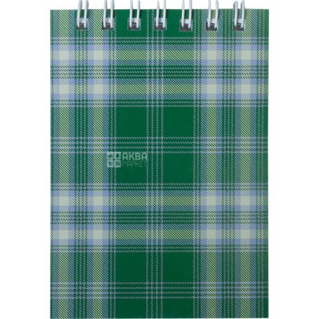 Buromax, Shotlandka, 48 sheets, Top spring notepad, green, checkered, А7
