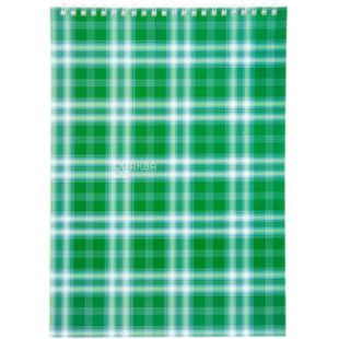 Buromax, 48 аркушів, Блокнот на пружині зверху, зелений, клітинка, А4, в асортименті
