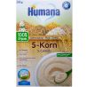 Humana, Plain Cereal 5-Cereals, 200 г, Каша безмолочна, цільнозернова, 5 злаків, з 6 місяців