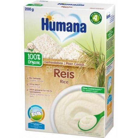 Humana, 200 г, Каша безмолочна, рисова, з 4 місяців