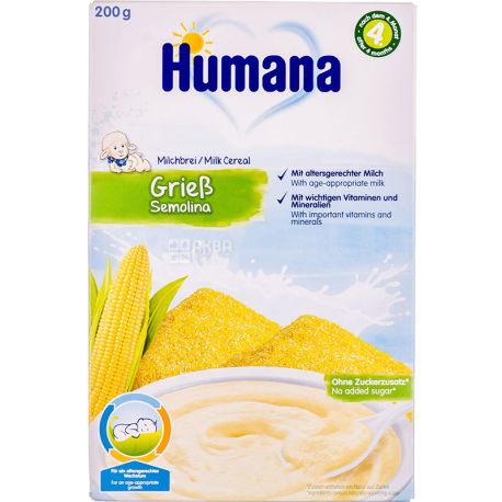 Humana, 200 г, Каша молочная, кукурузная, с 6 месяцев