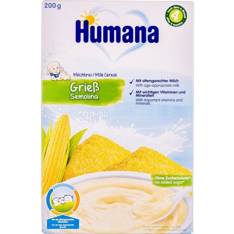 Humana, 200 g, Milk porridge, corn, from 6 months