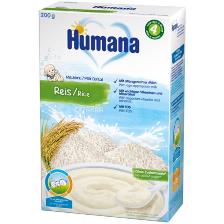 Humana, 200 g, Milk porridge, rice, from 4 months