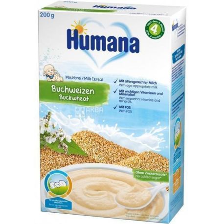 Humana, 200 г, Каша молочная, гречневая, с 4 месяцев
