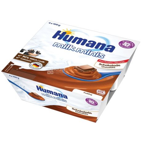 Humana Baby Pudding Schoko, 4 x 100 g, Pudding, chocolate, from 10 months