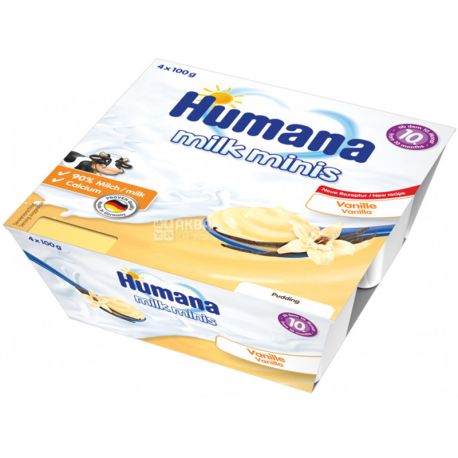 Humana Baby Pudding Vanille, 4 x 100 g, Pudding, vanilla, from 10 months