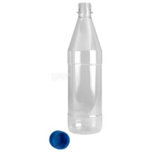Бутель, 1 л, ПЕТ, з кришкою, вузьке горло, прозорий