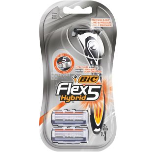 BIC, Flex 5 Hybrid, Станок для бритья с 2 сменными катриджами