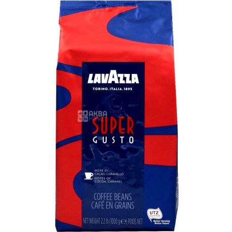 Lavazza, Super Gusto, 1 кг, Кофе Лавацца, средней обжарки, в зернах
