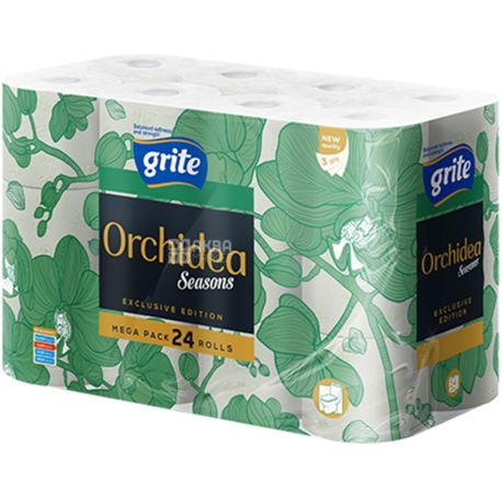 Grite Orchidea Season, 24 рул., Туалетний папір Грите Орхідея Сезон, 3-х шаровий