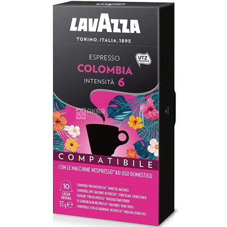 Lavazza, Espresso Colombia, Intensita 6, 10 шт., Кава Лаваца середнього обсмаження, в капсулах