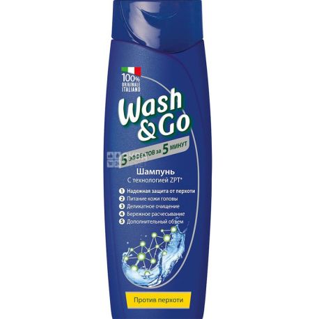 Wash&Go, Antidundruff, 200 мл, Шампунь против перхоти, с технологией ZPT