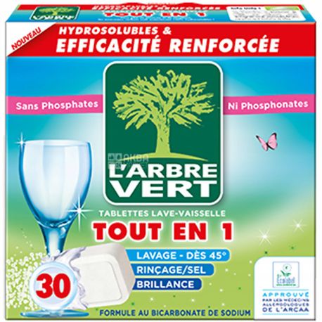 L'Arbre Vert, 30 шт., Таблетки для посудомийних машин, екологічні