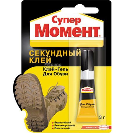 Момент, 3 г, Супер-клей для взуття, прозорий, секундний