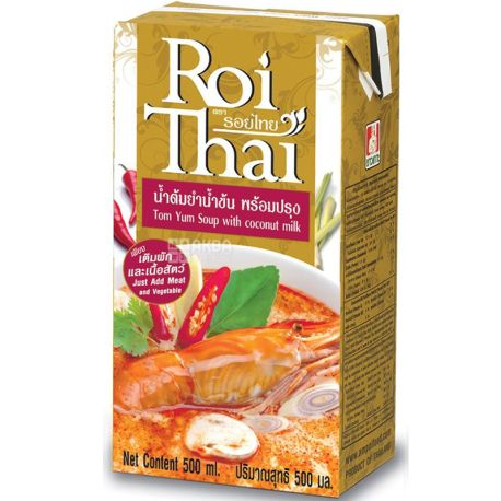 Roi Thai, Tom Yum, 500 мл, Основа для супа Том Ям, с кокосовым молоком