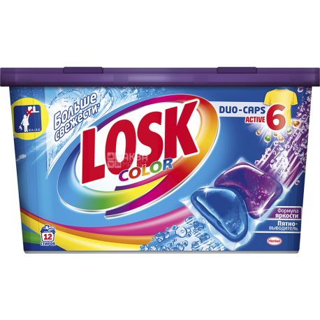 Losk, Duo-caps Color, 12 pcs., Capsules for washing, universal