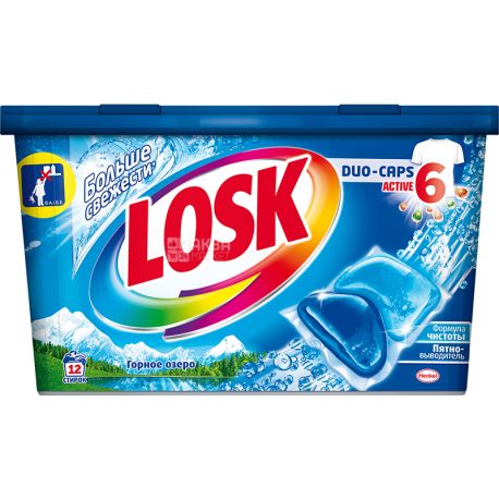 Losk, Duo-caps Гірське озеро, 12 шт., Капсули для прання, універсальні