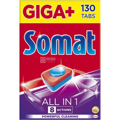 Somat, Giga Plus All in 1, 130 Pieces, Dishwasher Tablets