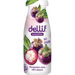 Dellif, Mangosteen Juice, 290 мл, Смузи Мангостан, прямого отжима, без сахара, стекло