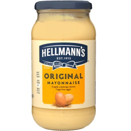 Hellman's, Original, 384 г, Майонез Хелманс, Оригинальный, 78%, стекло