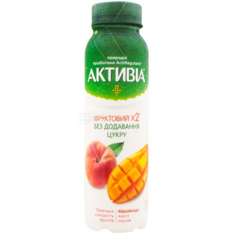 Activia, Mango-Peach, 270g, Fruit Yogurt with Actiregularis Bifidobacteria, 1.2%, Sugar Free