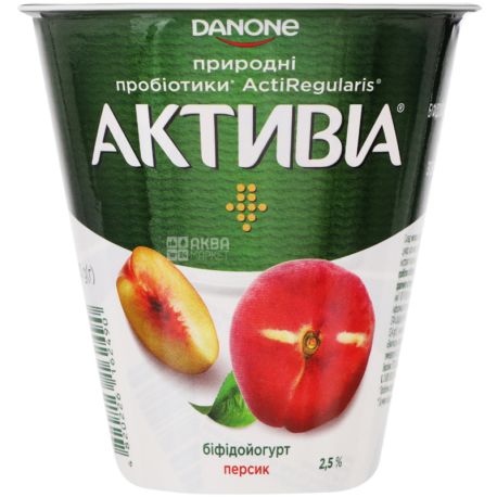 Activia, Peach, 260 g, Bidoyogurt with Actiregularis Bifidobacteria, 2.5%