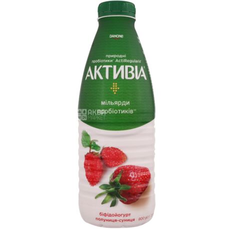 Activia, Земляника-клубника, 800 г, Бифидойогурт с пробиотиками Actiregularis, 1,5%