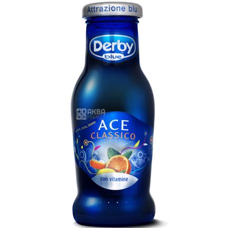 Derby Blue, Ace classico con vitamine, 0,2 л, Дербі Блу, Сік натуральний, Мультифрукт, скло