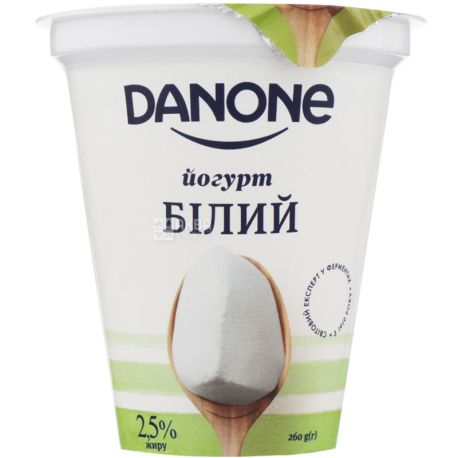 Danone, 260 г, Йогурт Данон натуральний, без добавок, 2,5%