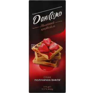 Danone, Даниссимо, 215 г, Коктейль молочный, Клубничная вафля, 2,2%