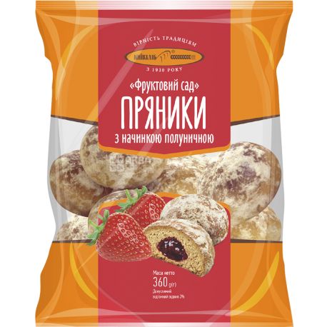Киевхлеб, 360 г, Пряники, Фруктовый сад, Клубника
