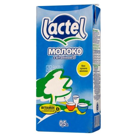 Lactel, 1 л, Молоко ультрапастеризоване, з вітаміном D, 0,5%