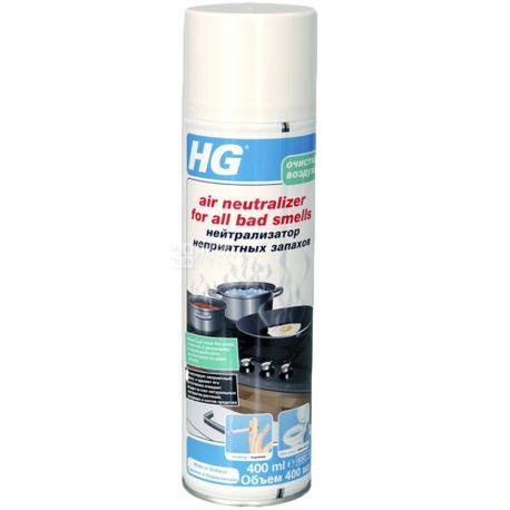 HG, Air Neutralizer for all bad smells, 400 мл, ЕйчДжи, Аерозольний нейтралізатор неприємних запахів