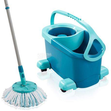 Leifheit Clean Twist Mop Set with Mop and Spin Bucket, Turquoise 