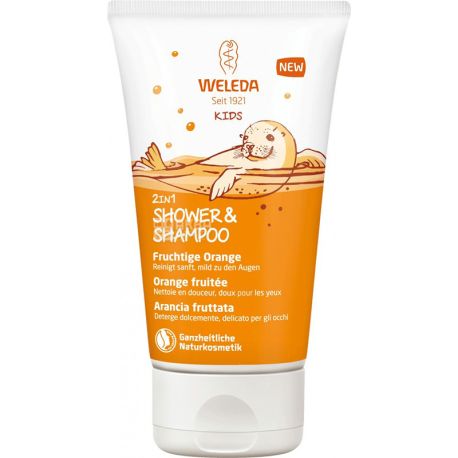 Weleda, 2in1 Shower & Shampoo, 150 мл, Шампунь-гель дитячий, апельсин