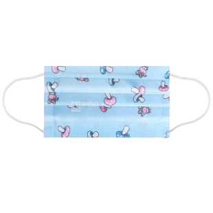 Маска захисна з принтом, тришарова, для хлопчиків, 50 шт., В асортименті, Китай