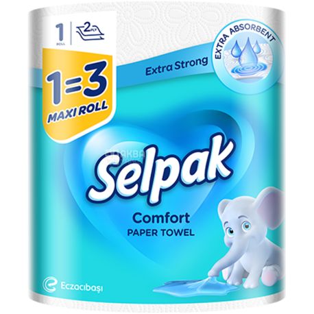 Selpak Comfort Maxi, 1 рул., Полотенце кухонное Селпак Комфорт Макси, 270 листов, 15х15 см
