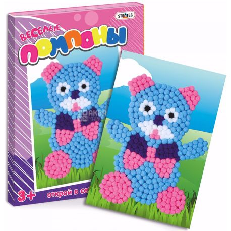 Strateg, Funny pom-poms, Applique for kids, Lamb, 3+