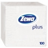 Zewa Plus, 100 шт., Серветки столові Зева, одношарові, білі, 33х33 см