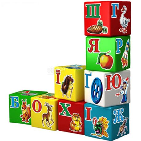 Technok, Set of cubes, Funny alphabet, Ukrainian, for children from 2 years old