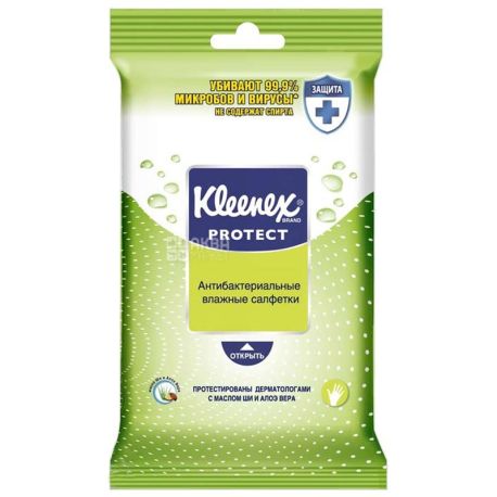 Kleenex Protect, 10 pcs., Wet wipes, Antibacterial, m / s