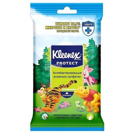 Kleenex, 10 шт., Влажные салфетки, Дисней, Protect