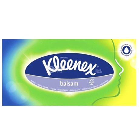 Kleenex, 80 шт., 20х20 см, серветки, Тришарові, Balsam, м/у