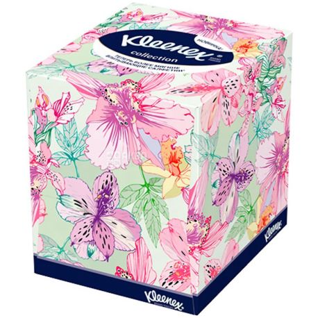 Kleenex Cube Collection XL, 100 шт., Серветки косметичні Клінекс Коллекшн, двошарові, 22х22 см, білі
